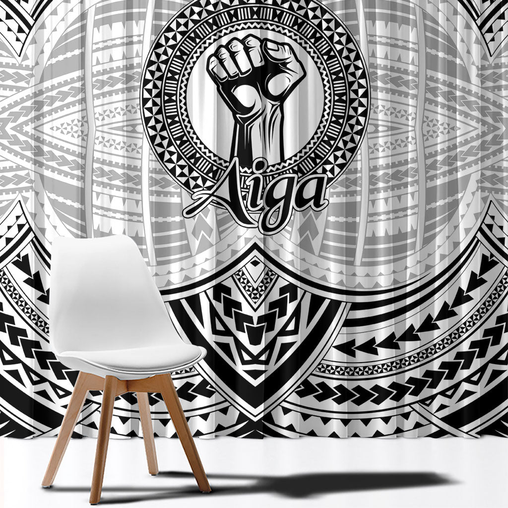 Aiga Samoa Raised Fist Window Curtain Polynesian Tribal Tattoo Art Family Pride TS04 - Polynesian Pride