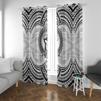 Aiga Samoa Raised Fist Window Curtain Polynesian Tribal Tattoo Art Family Pride TS04 With Grommets White Black - Polynesian Pride