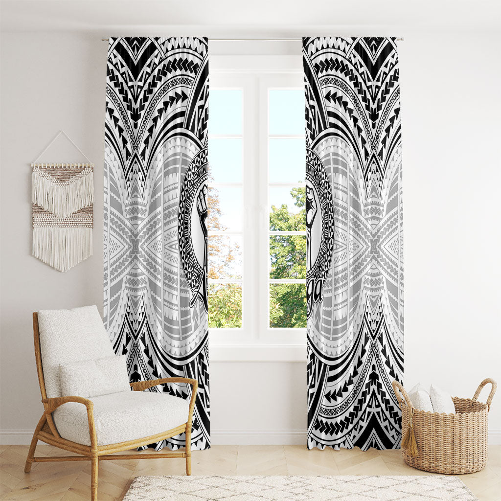 Aiga Samoa Raised Fist Window Curtain Polynesian Tribal Tattoo Art Family Pride TS04 - Polynesian Pride