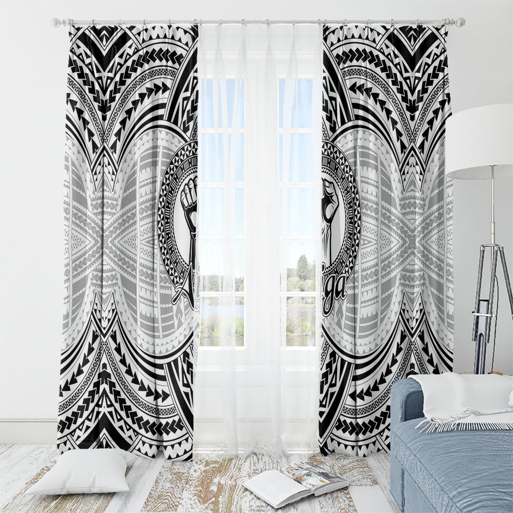 Aiga Samoa Raised Fist Window Curtain Polynesian Tribal Tattoo Art Family Pride TS04 - Polynesian Pride
