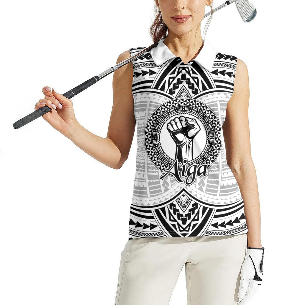Aiga Samoa Raised Fist Women Sleeveless Polo Shirt Polynesian Tribal Tattoo Art Family Pride TS04 - Polynesian Pride
