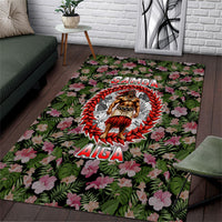 Samoa Aiga Polynesian Area Rug Tropical Floral Hibiscus Pattern Island Heritage TS04 Green Red - Polynesian Pride