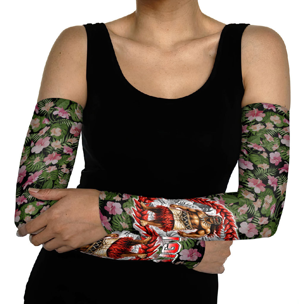 Samoa Aiga Polynesian Arm Sleeves Tropical Floral Hibiscus Pattern Island Heritage TS04 - Polynesian Pride