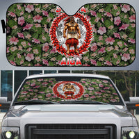 Samoa Aiga Polynesian Auto Sun Shade Tropical Floral Hibiscus Pattern Island Heritage TS04 Green Red - Polynesian Pride