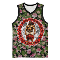Samoa Aiga Polynesian Basketball Jersey Tropical Floral Hibiscus Pattern Island Heritage TS04 Unisex Green Red - Polynesian Pride