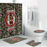 Samoa Aiga Polynesian Bathroom Set Tropical Floral Hibiscus Pattern Island Heritage TS04 Bathroom Set (4 pcs) Green Red - Polynesian Pride