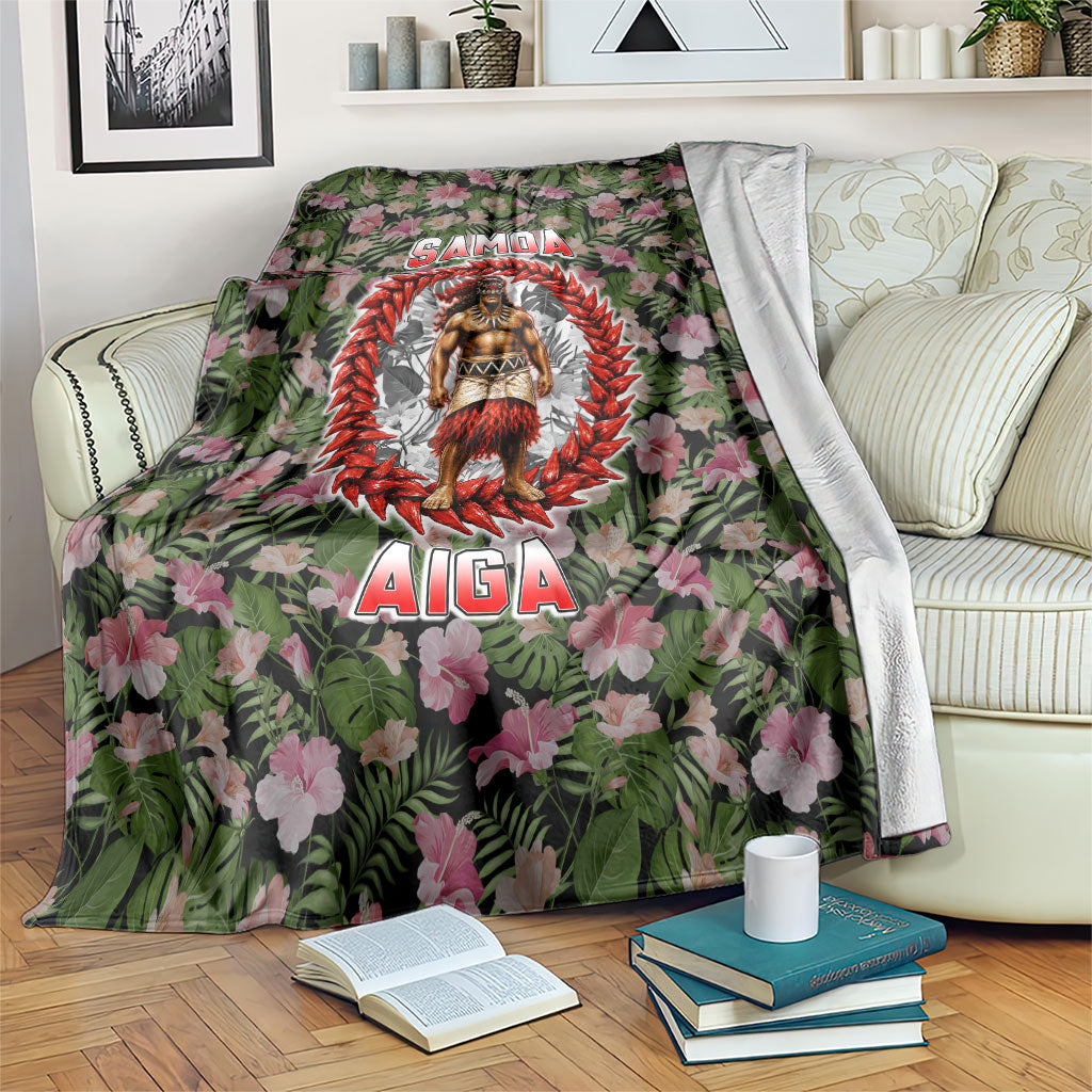 Samoa Aiga Polynesian Blanket Tropical Floral Hibiscus Pattern Island Heritage TS04 Green Red - Polynesian Pride