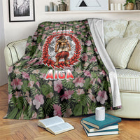 Samoa Aiga Polynesian Blanket Tropical Floral Hibiscus Pattern Island Heritage TS04 Green Red - Polynesian Pride