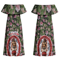Samoa Aiga Polynesian Couples Matching Off Shoulder Maxi Dress and Long Sleeve Button Shirt Tropical Floral Hibiscus Pattern Island Heritage TS04 - Polynesian Pride