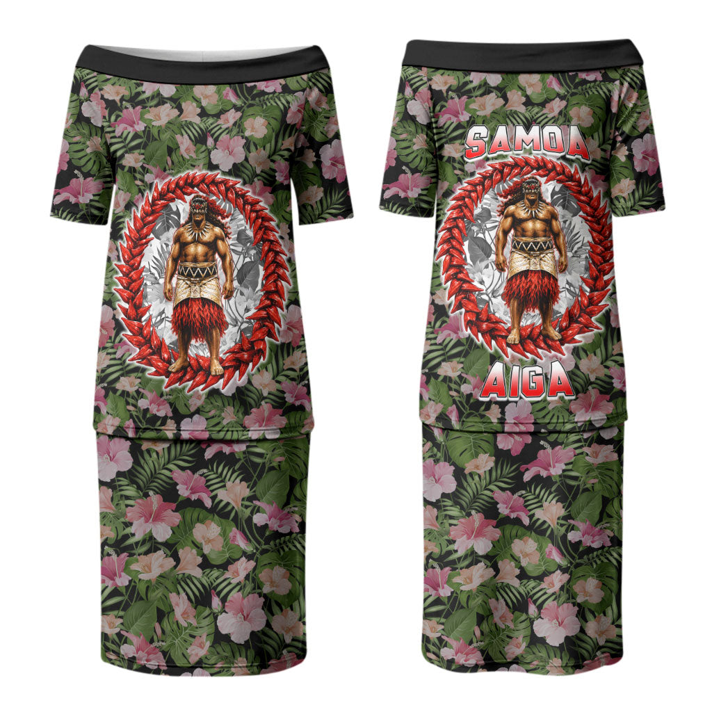 Samoa Aiga Polynesian Couples Matching Puletasi and Long Sleeve Button Shirt Tropical Floral Hibiscus Pattern Island Heritage TS04 - Polynesian Pride