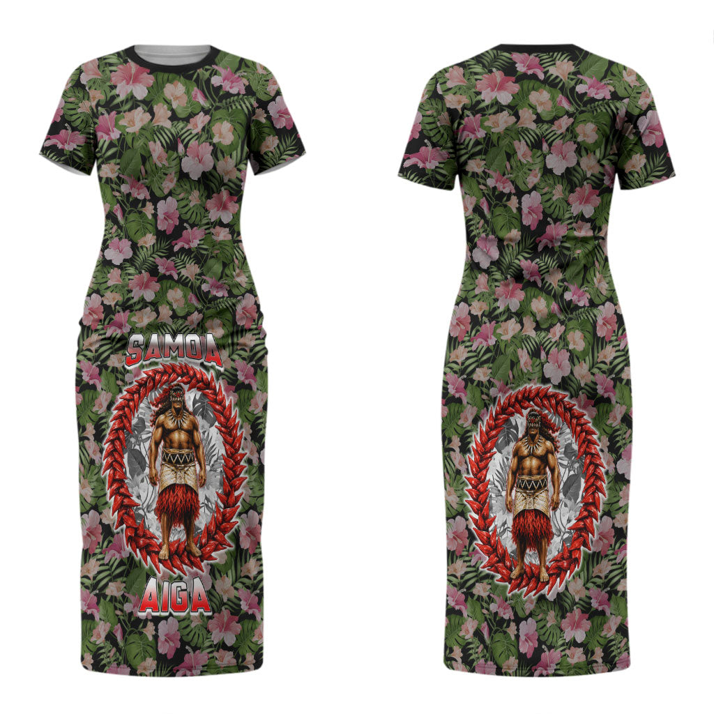 Samoa Aiga Polynesian Couples Matching Short Sleeve Bodycon Dress and Hawaiian Shirt Tropical Floral Hibiscus Pattern Island Heritage TS04 - Polynesian Pride