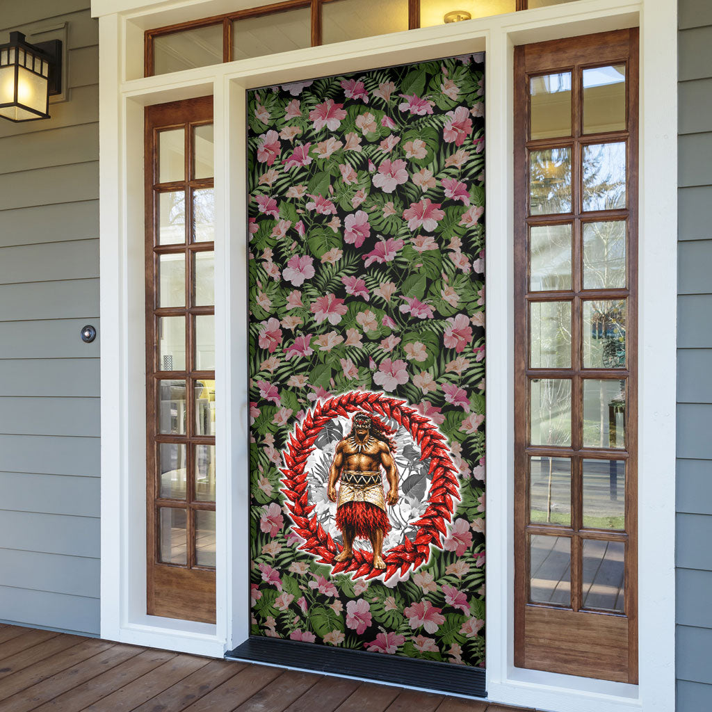 Samoa Aiga Polynesian Door Cover Tropical Floral Hibiscus Pattern Island Heritage TS04 - Polynesian Pride