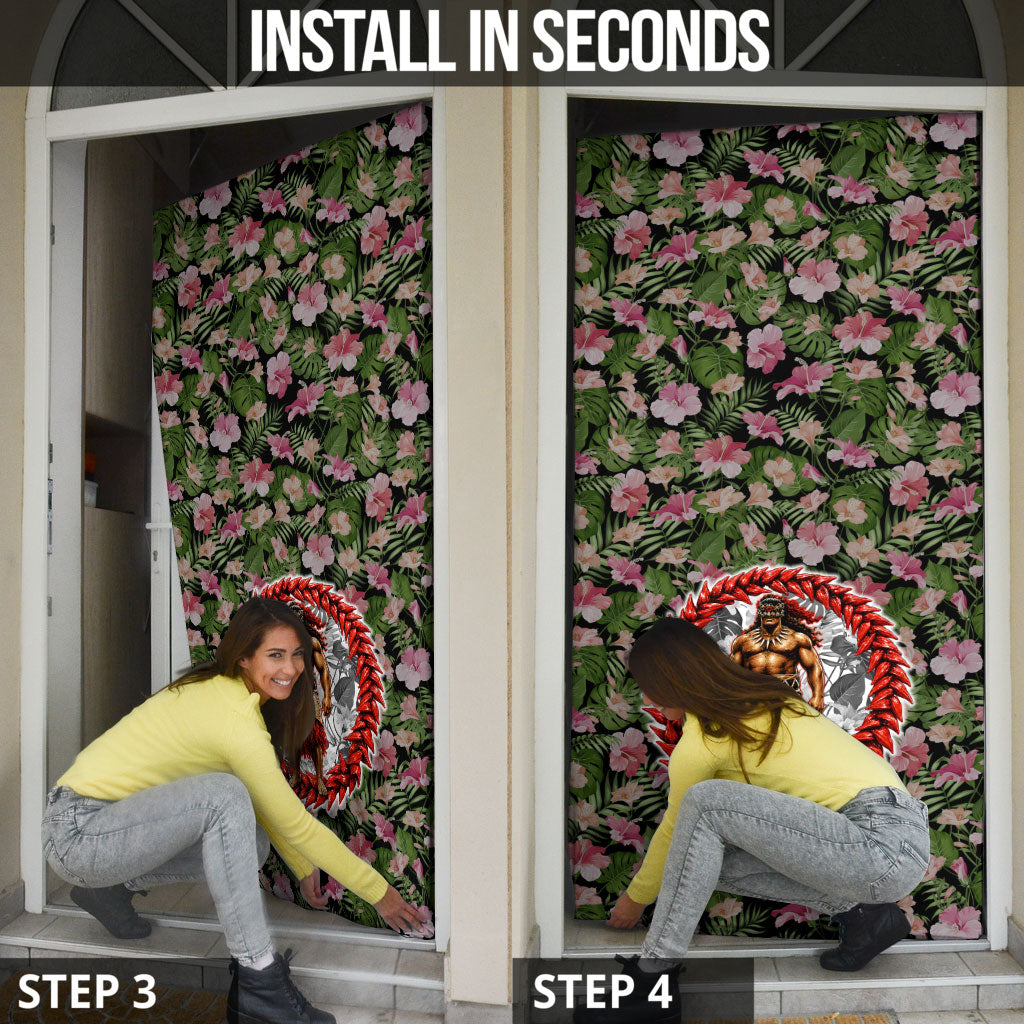Samoa Aiga Polynesian Door Cover Tropical Floral Hibiscus Pattern Island Heritage TS04 - Polynesian Pride