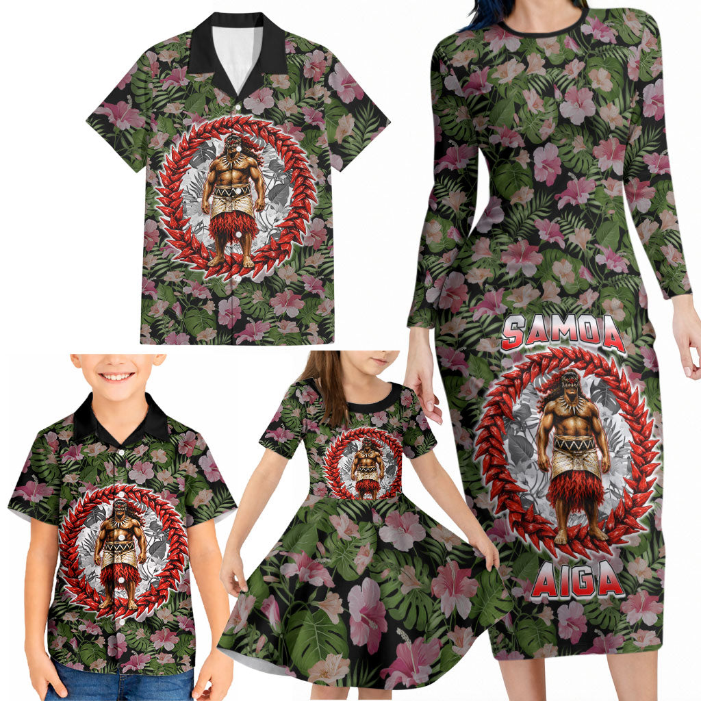 Samoa Aiga Polynesian Family Matching Long Sleeve Bodycon Dress and Hawaiian Shirt Tropical Floral Hibiscus Pattern Island Heritage TS04 - Polynesian Pride