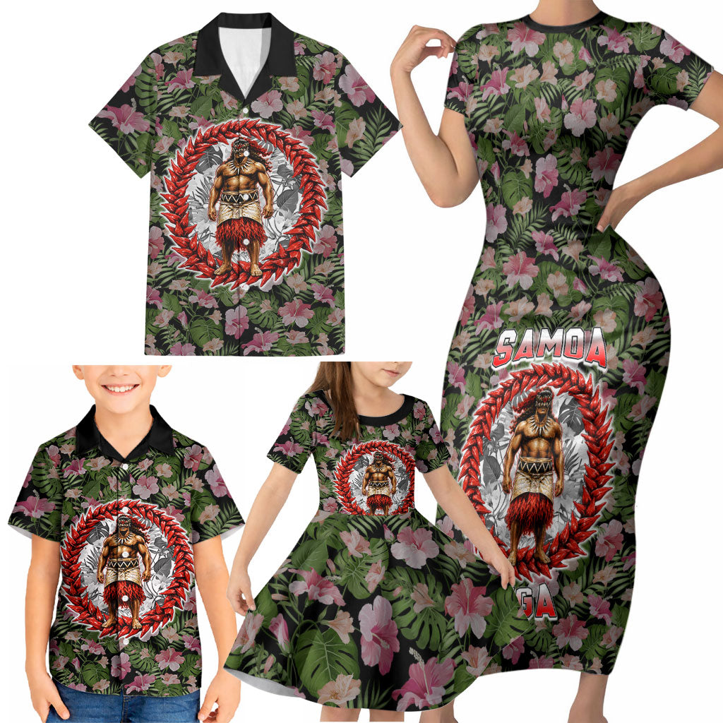 Samoa Aiga Polynesian Family Matching Short Sleeve Bodycon Dress and Hawaiian Shirt Tropical Floral Hibiscus Pattern Island Heritage TS04 - Polynesian Pride