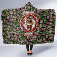 Samoa Aiga Polynesian Hooded Blanket Tropical Floral Hibiscus Pattern Island Heritage TS04 One Size Green Red - Polynesian Pride