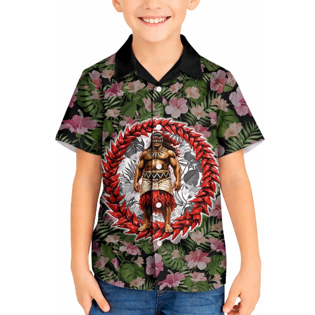 Samoa Aiga Polynesian Kid Hawaiian Shirt Tropical Floral Hibiscus Pattern Island Heritage TS04 Kid Green Red - Polynesian Pride