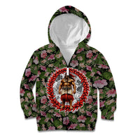 Samoa Aiga Polynesian Kid Hoodie Tropical Floral Hibiscus Pattern Island Heritage TS04 Zip Hoodie Green Red - Polynesian Pride