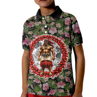 Samoa Aiga Polynesian Kid Polo Shirt Tropical Floral Hibiscus Pattern Island Heritage TS04 Kid Green Red - Polynesian Pride