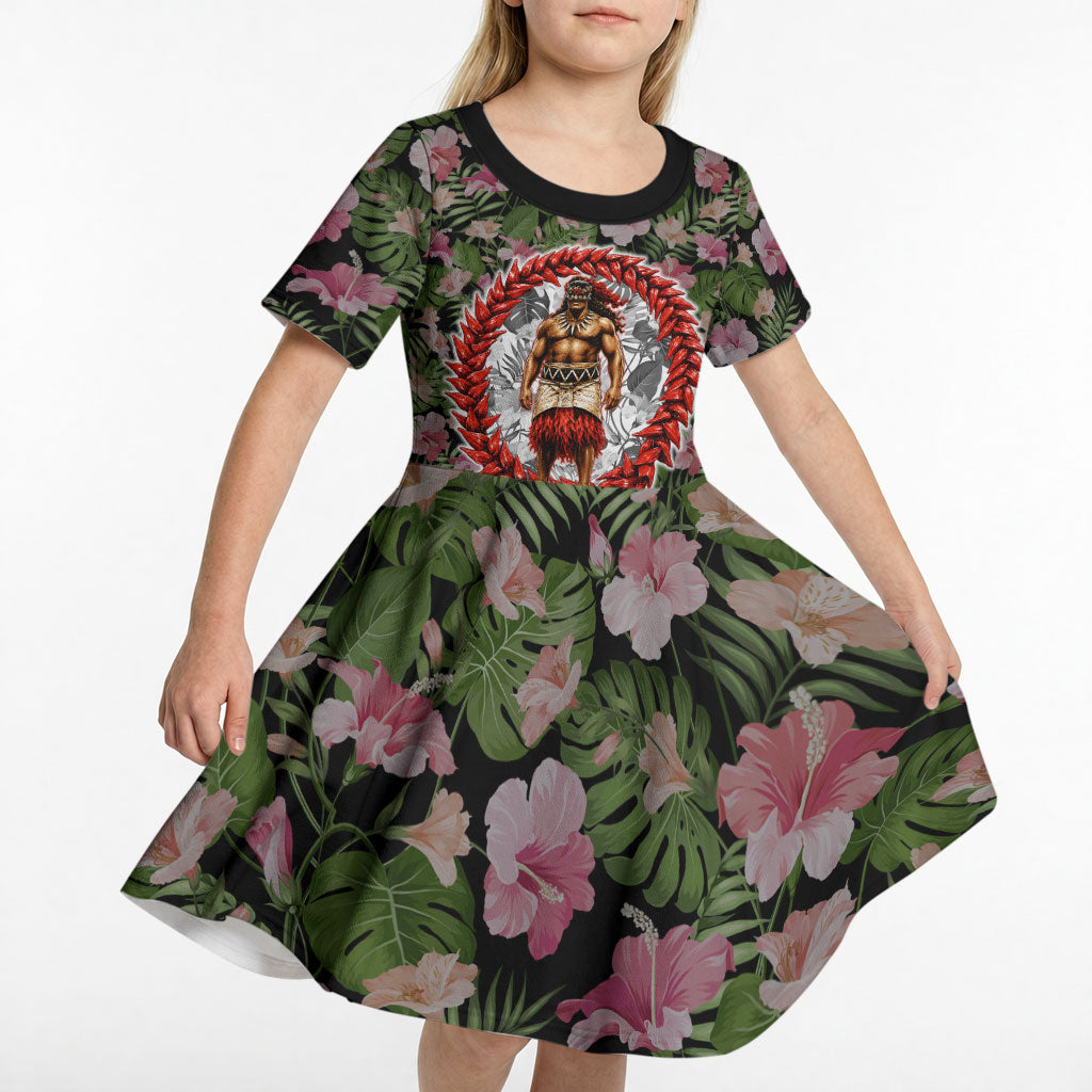 Samoa Aiga Polynesian Kid Short Sleeve Dress Tropical Floral Hibiscus Pattern Island Heritage TS04 - Polynesian Pride