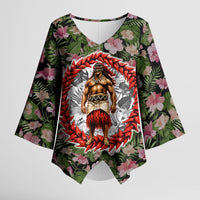 Samoa Aiga Polynesian Kimono Sleeve Blouse Tropical Floral Hibiscus Pattern Island Heritage TS04 Female Green Red - Polynesian Pride