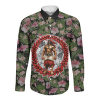 Samoa Aiga Polynesian Long Sleeve Button Shirt Tropical Floral Hibiscus Pattern Island Heritage TS04 Unisex Green Red - Polynesian Pride