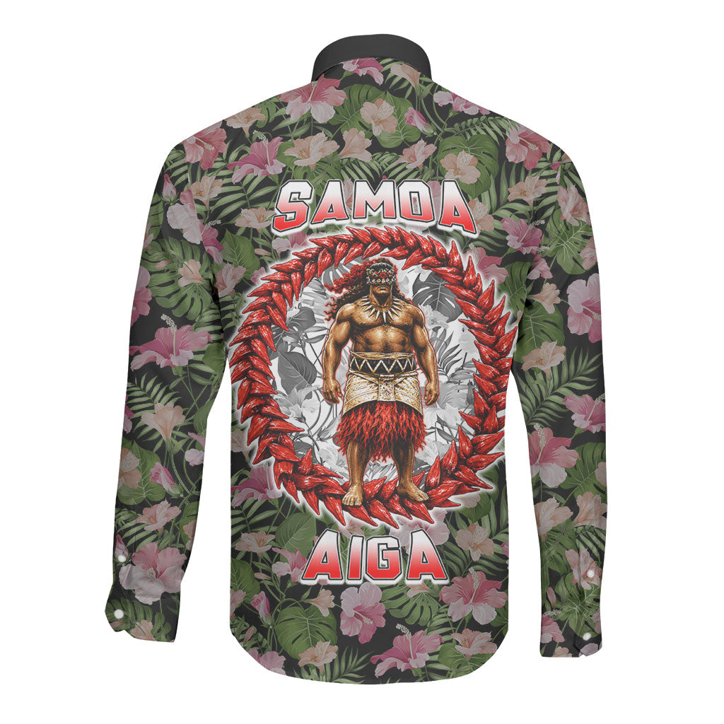 Samoa Aiga Polynesian Long Sleeve Button Shirt Tropical Floral Hibiscus Pattern Island Heritage TS04 - Polynesian Pride