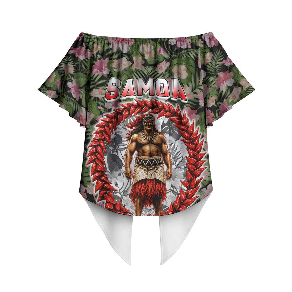 Samoa Aiga Polynesian Off Shoulder Wrap Waist Top Tropical Floral Hibiscus Pattern Island Heritage TS04 - Polynesian Pride