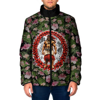 Samoa Aiga Polynesian Padded Jacket Tropical Floral Hibiscus Pattern Island Heritage TS04 Men Green Red - Polynesian Pride