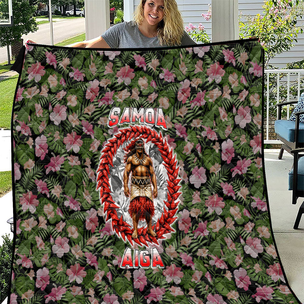 Samoa Aiga Polynesian Quilt Tropical Floral Hibiscus Pattern Island Heritage TS04 Green Red - Polynesian Pride