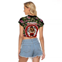 Samoa Aiga Polynesian Raglan Cropped T Shirt Tropical Floral Hibiscus Pattern Island Heritage TS04 - Polynesian Pride