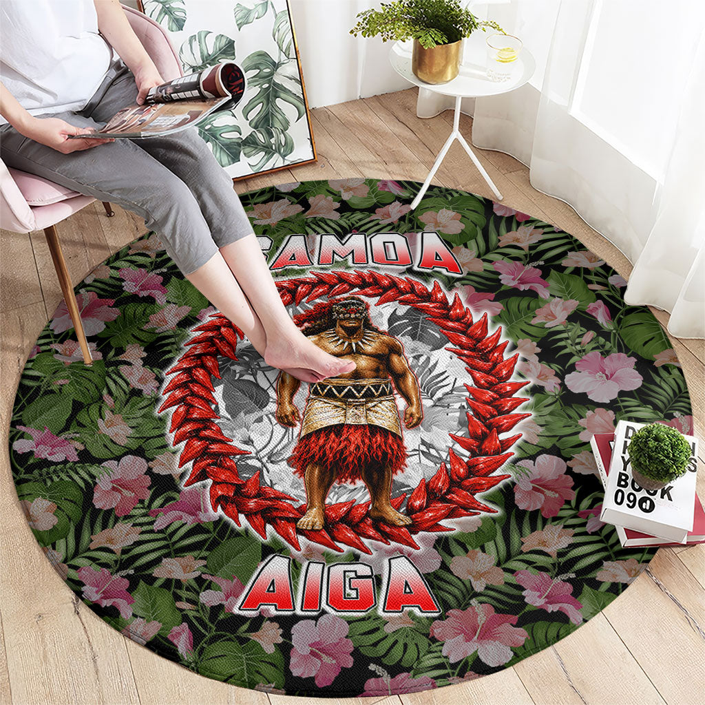 Samoa Aiga Polynesian Round Carpet Tropical Floral Hibiscus Pattern Island Heritage TS04 - Polynesian Pride