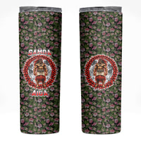 Samoa Aiga Polynesian Skinny Tumbler Tropical Floral Hibiscus Pattern Island Heritage TS04 Green Red - Polynesian Pride