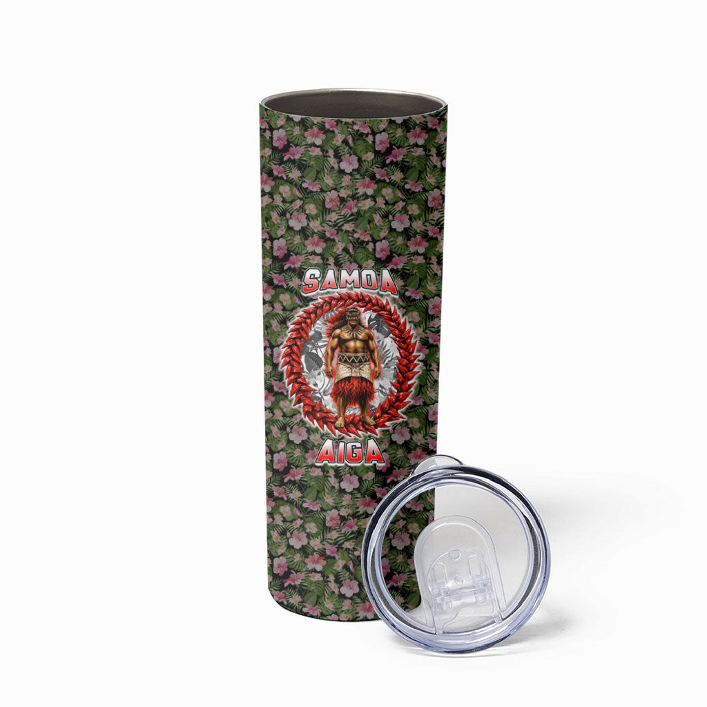 Samoa Aiga Polynesian Skinny Tumbler Tropical Floral Hibiscus Pattern Island Heritage TS04 - Polynesian Pride