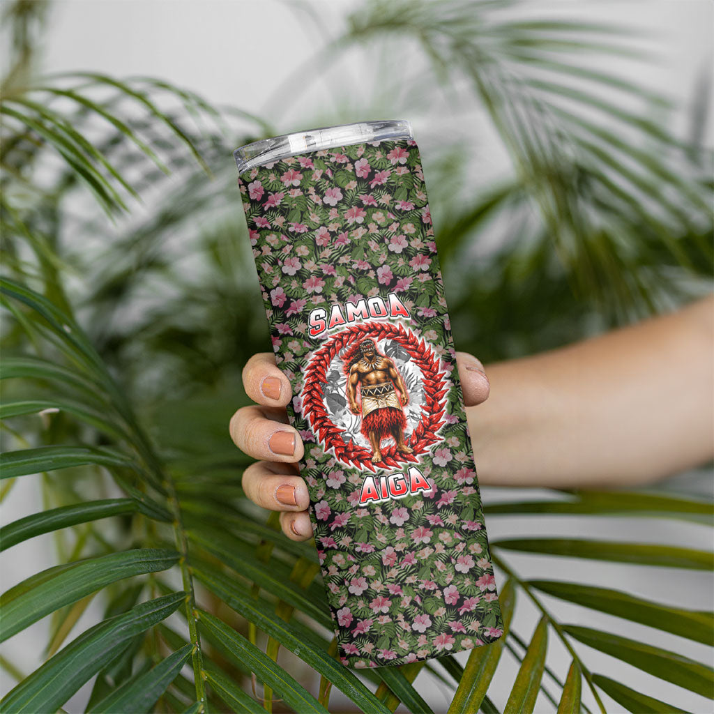 Samoa Aiga Polynesian Skinny Tumbler Tropical Floral Hibiscus Pattern Island Heritage TS04 - Polynesian Pride