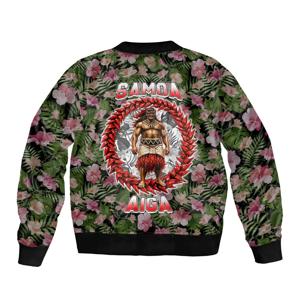Samoa Aiga Polynesian Sleeve Zip Bomber Jacket Tropical Floral Hibiscus Pattern Island Heritage TS04 - Polynesian Pride