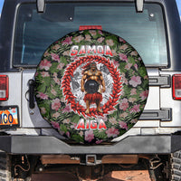 Samoa Aiga Polynesian Spare Tire Cover Tropical Floral Hibiscus Pattern Island Heritage TS04 Green Red - Polynesian Pride