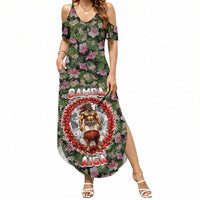 Samoa Aiga Polynesian Summer Maxi Dress Tropical Floral Hibiscus Pattern Island Heritage TS04 Women Green Red - Polynesian Pride