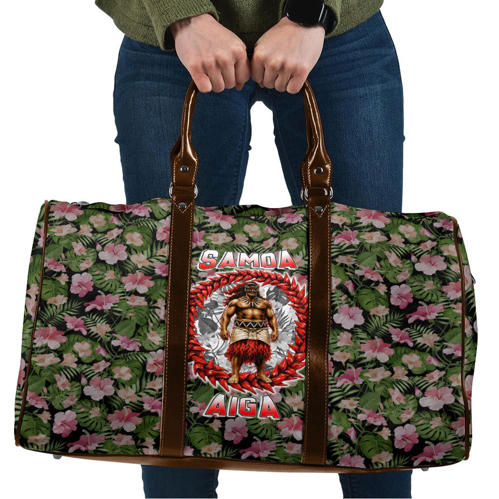 Samoa Aiga Polynesian Travel Bag Tropical Floral Hibiscus Pattern Island Heritage TS04 Green Red - Polynesian Pride