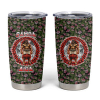 Samoa Aiga Polynesian Tumbler Cup Tropical Floral Hibiscus Pattern Island Heritage TS04 Green Red - Polynesian Pride