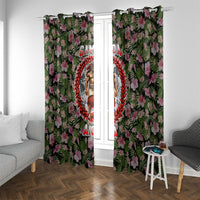 Samoa Aiga Polynesian Window Curtain Tropical Floral Hibiscus Pattern Island Heritage TS04 With Grommets Green Red - Polynesian Pride