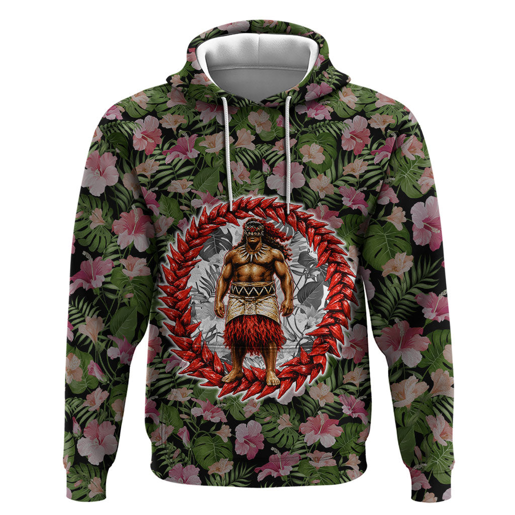 Samoa Aiga Polynesian Zip Hoodie Tropical Floral Hibiscus Pattern Island Heritage TS04 Pullover Hoodie Green Red - Polynesian Pride