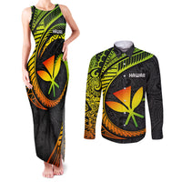 Hawaii Kanaka Maoli Couples Matching Tank Maxi Dress and Long Sleeve Button Shirts Polynesian Tornado Infusion Gradient TS04 Gradient - Polynesian Pride