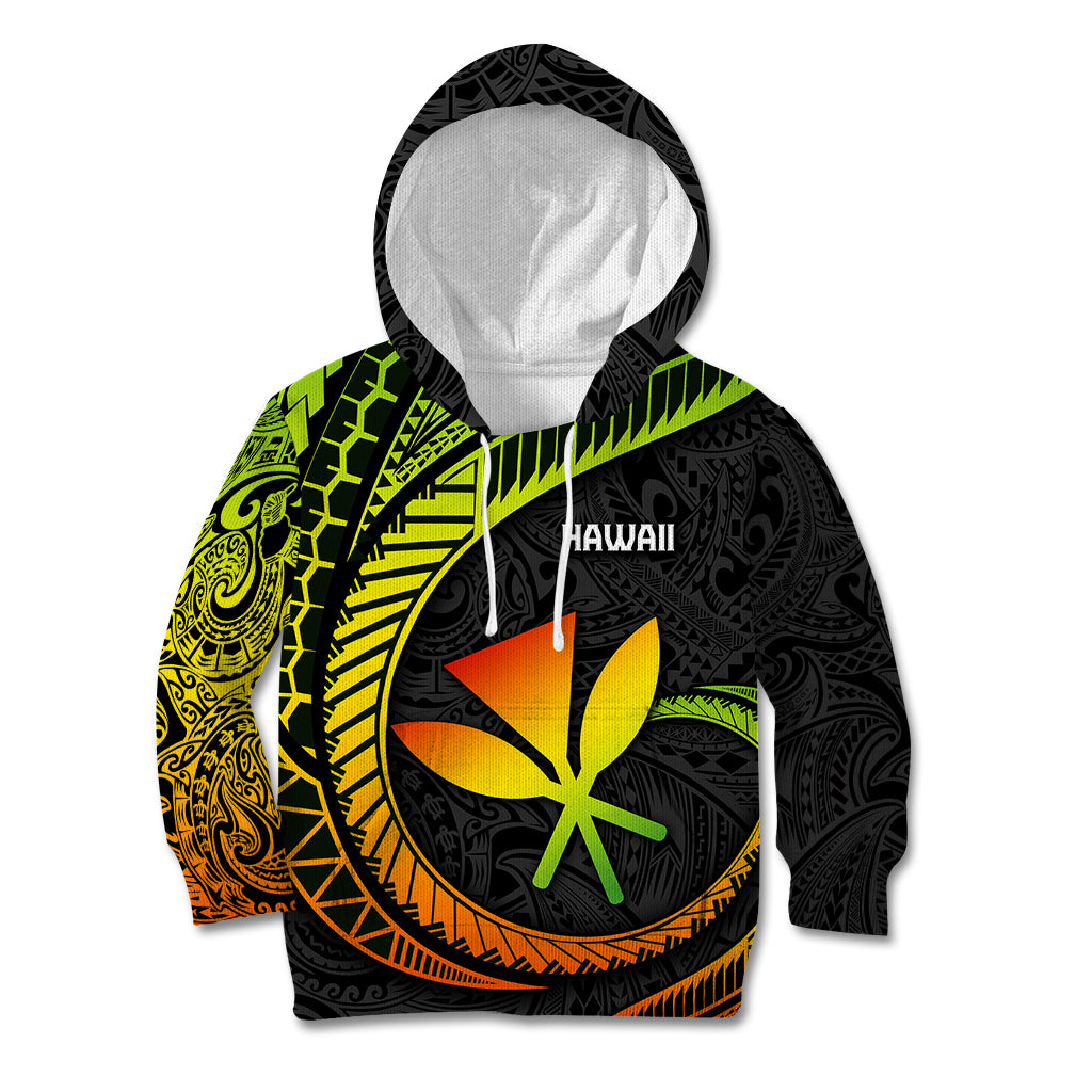 Hawaii Kanaka Maoli Kid Hoodie Polynesian Tornado Infusion Gradient TS04 Gradient - Polynesian Pride