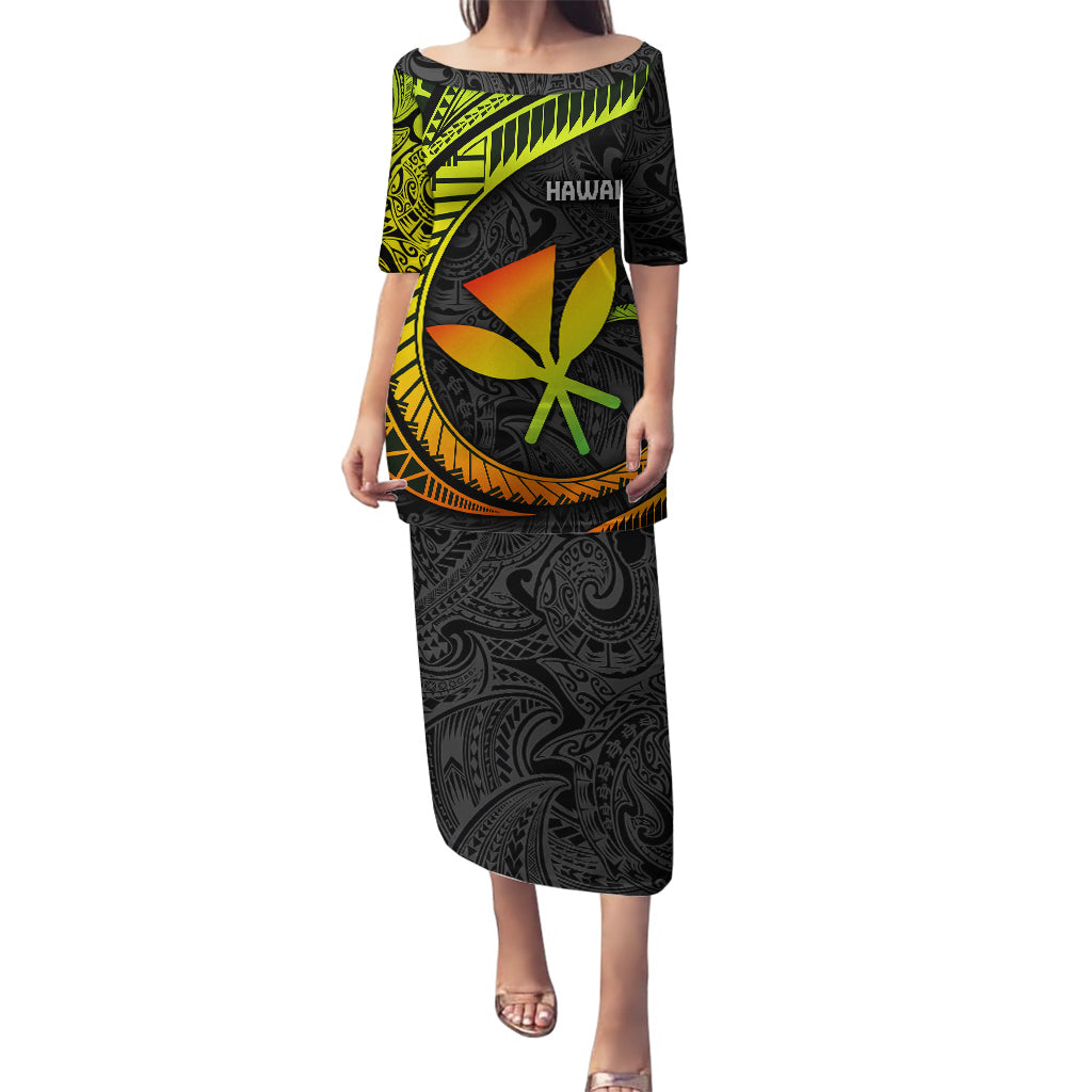 Hawaii Kanaka Maoli Puletasi Polynesian Tornado Infusion Gradient TS04 Long Dress Gradient - Polynesian Pride