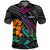 Hawaii Polynesian Polo Shirt with Tribal Hammerhead Sharks and Hibiscus Black TS04 Black - Polynesian Pride