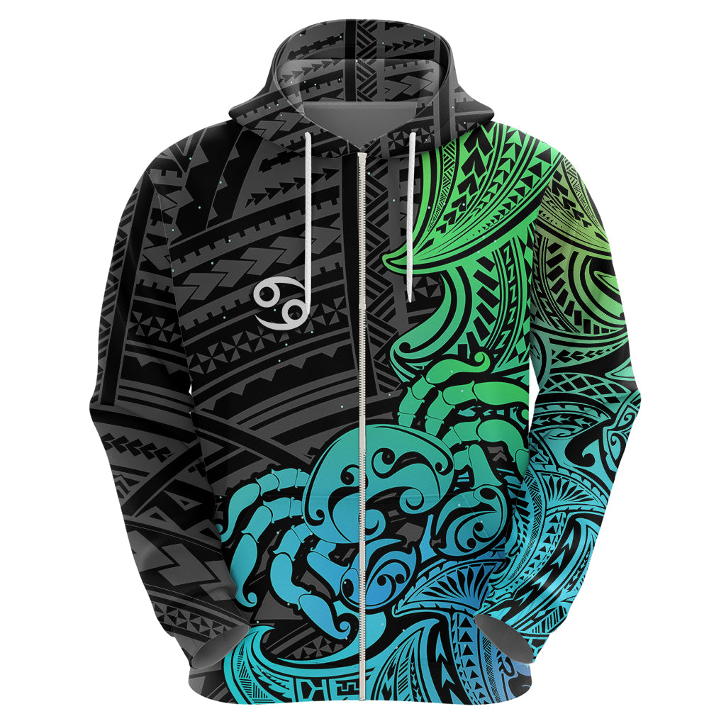 Zodiac Cancer Hoodie Polynesian in Gradient Blue TS04 - Polynesian Pride