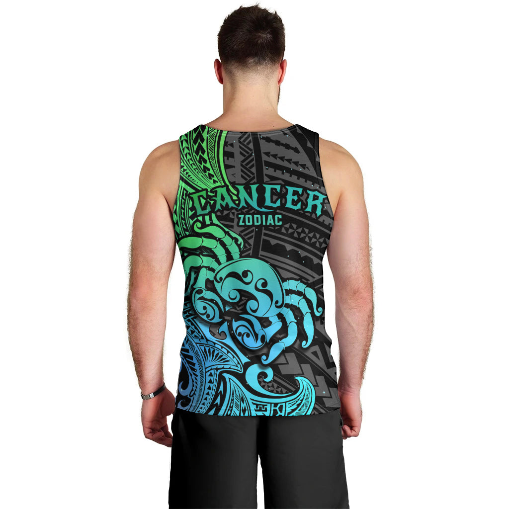 Zodiac Cancer Men Tank Top Polynesian in Gradient Blue TS04 - Polynesian Pride