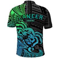 Zodiac Cancer Polo Shirt Polynesian in Gradient Blue TS04 - Polynesian Pride