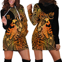 Zodiac Scorpio Hoodie Dress Polynesian in Orange TS04 - Polynesian Pride